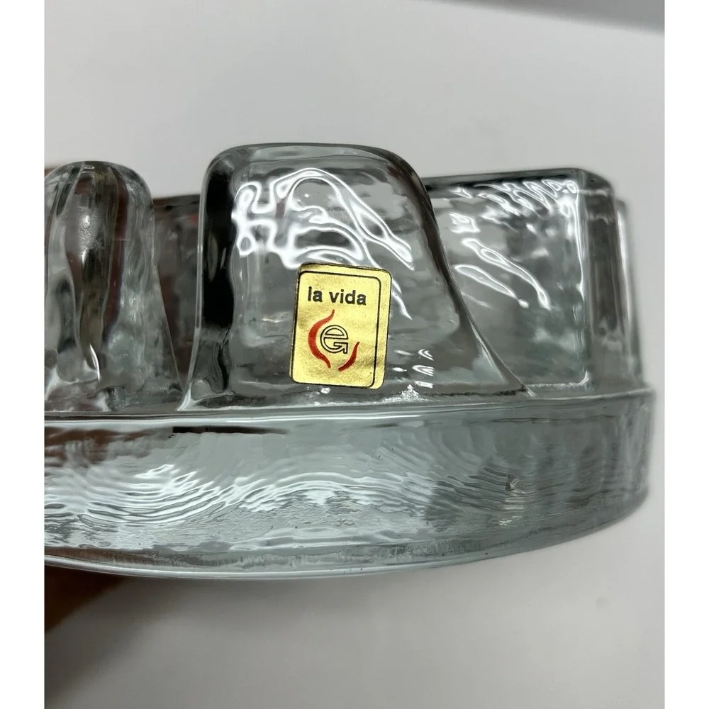 LA VIDA CRYSTAL MAZE ICE BLOCK VOTIVE CANDLEHOLDER POLAND PRISTINE LABEL